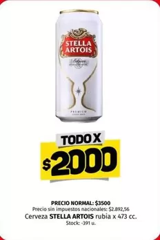 Stella Artois - Cerveza rubia x 473 cc.