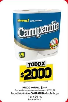 Campanita - Papel higiénico doble hoja