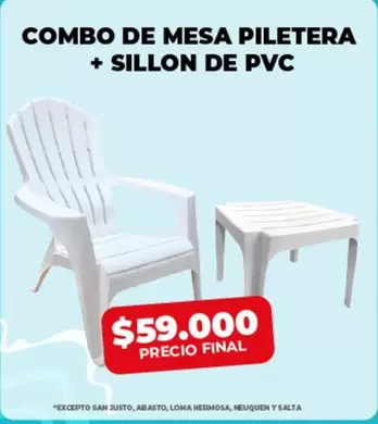 Salta - MESA PILETERA + SILLON DE PVC
