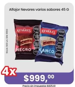 Nevares - Alfajor  varios sabores 45 G