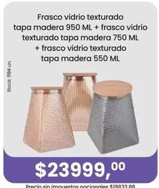 Frasco vidrio texturado