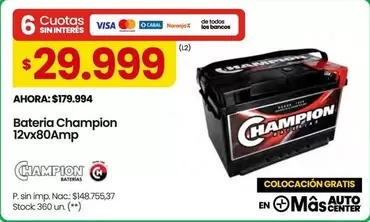 Champion - Bateria 12vx80Amp