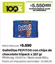 Pepitos - Galletitas PEPITOS con chips de chocolate tripack
