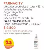 farmacity - Limpiador de cristales en spray x 35 ml