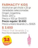 farmacity - Alcohol en gel chicle x 25 gr.