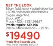 Look - Sérum facial retinol + ácido hialurónico