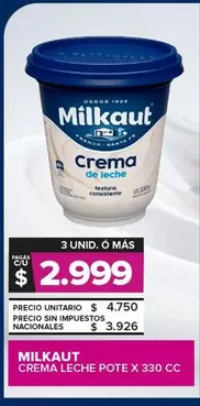 Milkaut - CREMA LECHE POTE X 330 CC