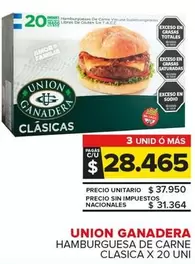 union ganadera - HAMBURGUESA DE CARNE CLASICA X 20 UNI