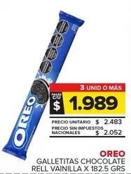 Oreo - GALLETITAS CHOCOLATE RELL VAINILLA X 182.5 GRS