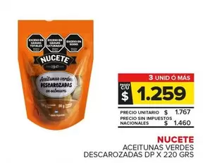 Nucete - ACEITUNAS VERDES DESCAROZADAS