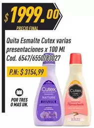 Cutex - Quita Esmalte varias presentaciones x 100 ML Cod. 6547/6550/83027