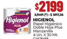 Higienol - Papel Higiénico Doble Hoja Plus Manzanilla