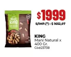 King - Maní Natural x 400 Gr.