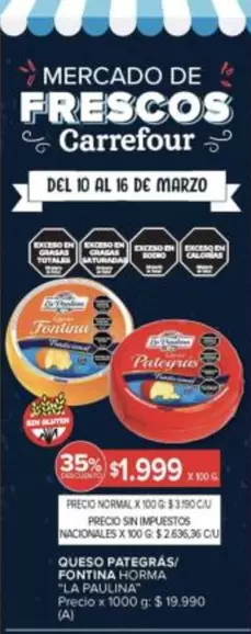Carrefour - QUESO PATEGRAS FONTINA HORMA