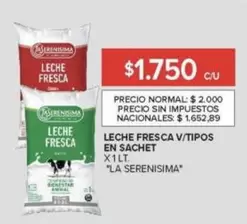 LECHE FRESCA V/TIPOS EN SACHET