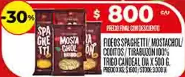 Dia - FIDEOS SPAGHETTI / MOSTACHOL / CODITOS / TIRABUZÓN