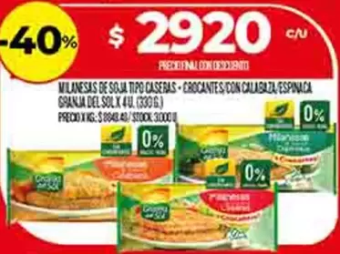 Granja del Sol - MILANESAS DE SOJA TIPO CASERAS CROCANTES CON CALABAZA/ESPINACA