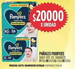 Pampers - BABY-DRY, VS. TAMAÑOS PX56U/M X52U/G X 44U/XG X36U