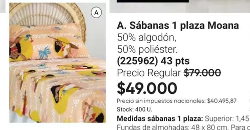 X$ - Sábanas 1 plaza Moana