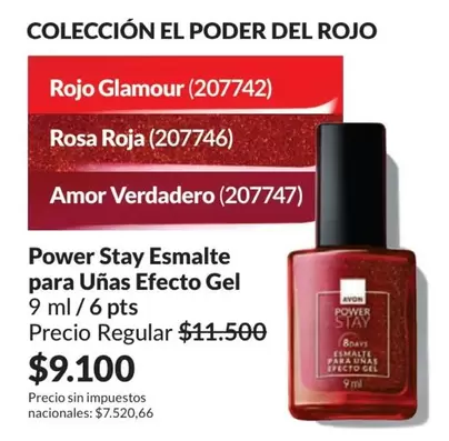 Rojo -  Glamour (207742), Rosa Roja (207746), Amor Verdadero (207747), Power Stay Esmalte para Uñas Efecto Gel