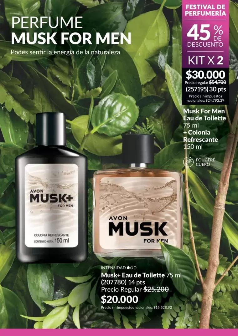 Avon - MUSK+ Eau de Toilette 75 ml + Colonia Refrescante 150 ml