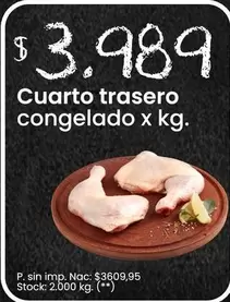 X$ - Cuarto trasero congelado x kg.