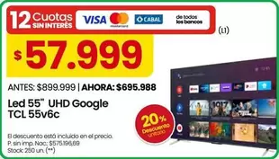 TCL - UHD Google  55v6c