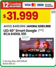 RCA - LED 40" Smart Google (***) R40GL 100