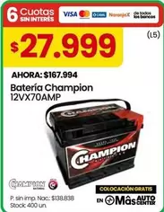 Champion - Batería  12VX70AMP
