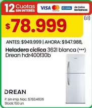 Drean - Heladera ciclica 362l blanca (***) hdr400f30b