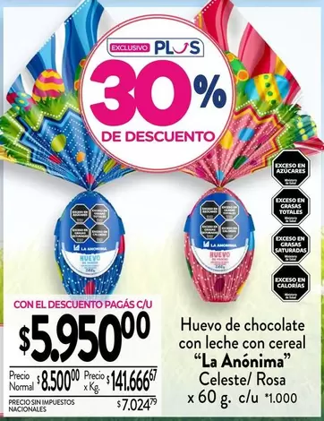 La Anónima - Huevo de chocolate con leche con cereal