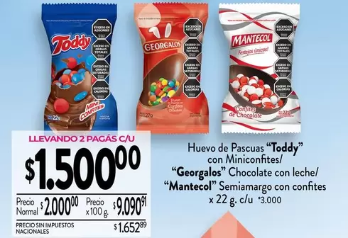 Georgalos - Huevo de Pascuas "Toddy" con Miniconfites/ "" Chocolate con leche/ "Mantecol" Semiamargo con confites