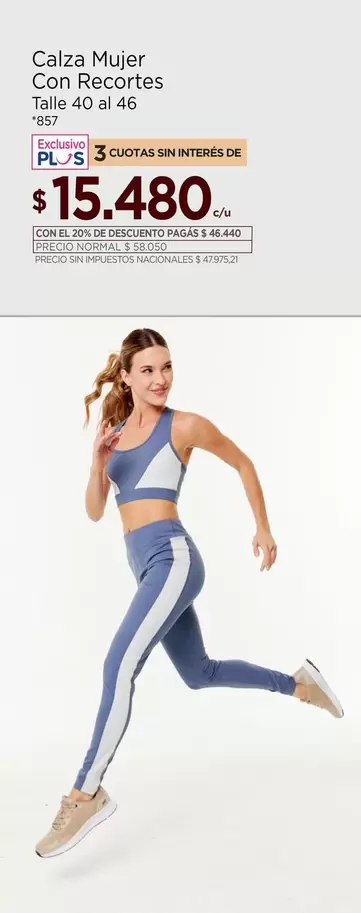 Calza Mujer Con Recortes Talle 40 al 46