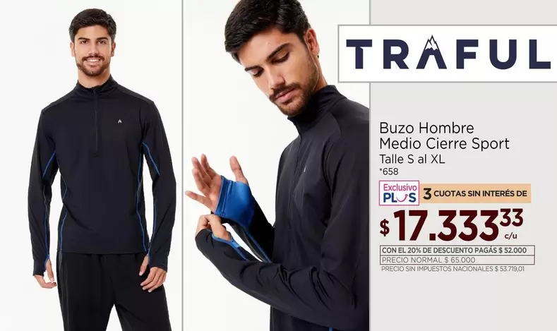 XL - Buzo Hombre Medio Cierre Sport
