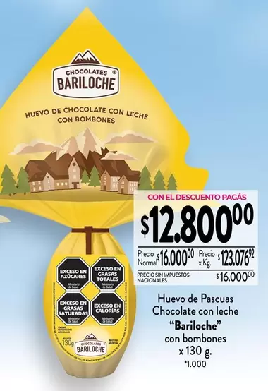 Bariloche - Huevo de Pascuas Chocolate con leche con bombones