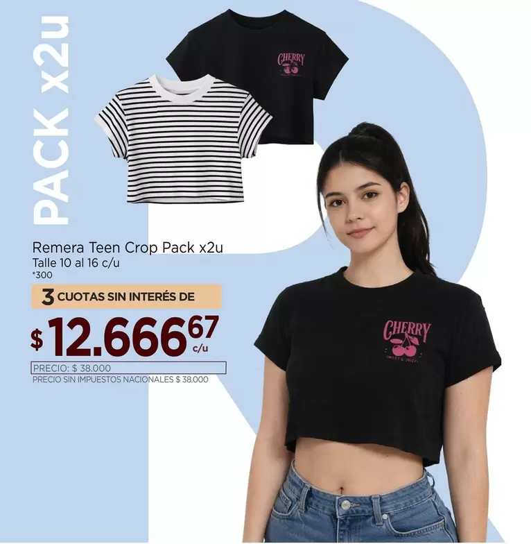 Sweet - Remera Teen Crop Pack x2u