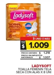 Ladysoft - TOALLA FEMENIN TELA SECA CON ALAS X 8 UNI