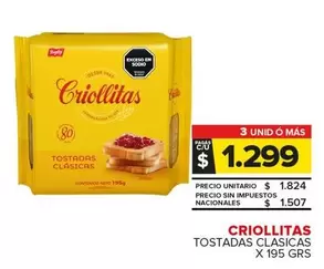 Criollitas - TOSTADAS CLASICAS