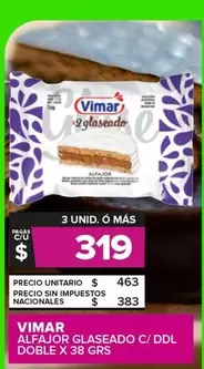 Vimar - ALFAJOR GLASEADO C/ DDL DOBLE X 38 GRS