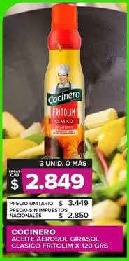Cocinero - ACEITE AEROSOL GIRASOL CLASICO FRITOLIM