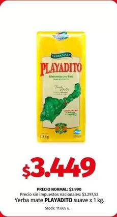 Playadito - Yerba mate suave x 1 kg