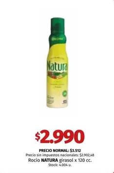 Natura - Rocío girasol x 120 cc.