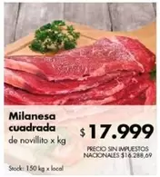 X$ - Milanesa cuadrada de novillito x kg