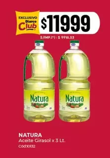 Natura - Aceite Girasol x 3 Lt. Cod10132