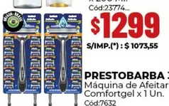 Prestobarba - Máquina de Afeitar Comfortgel x 1 Un.