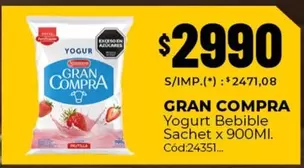 Gran Compra - Yogurt Bebible Sachet x 900MI.