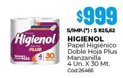 Higienol - Papel Higiénico Doble Hoja Plus Manzanilla