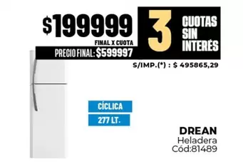 Drean - Heladera Cód:81489