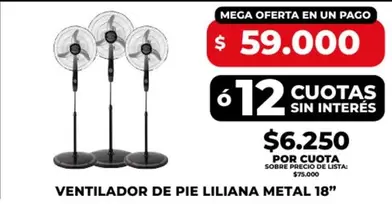 Liliana - VENTILADOR DE PIE METAL 18"