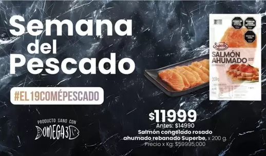 Superbe - Salmón congelado rosado ahumado rebanado